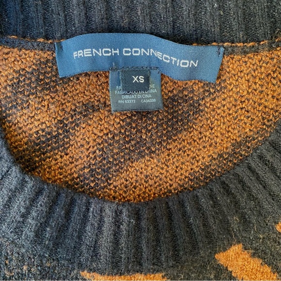 French Connection Tiger Stripe Balloon Sleeve Romantic Sweater, Size XS - Picture 2 of 8